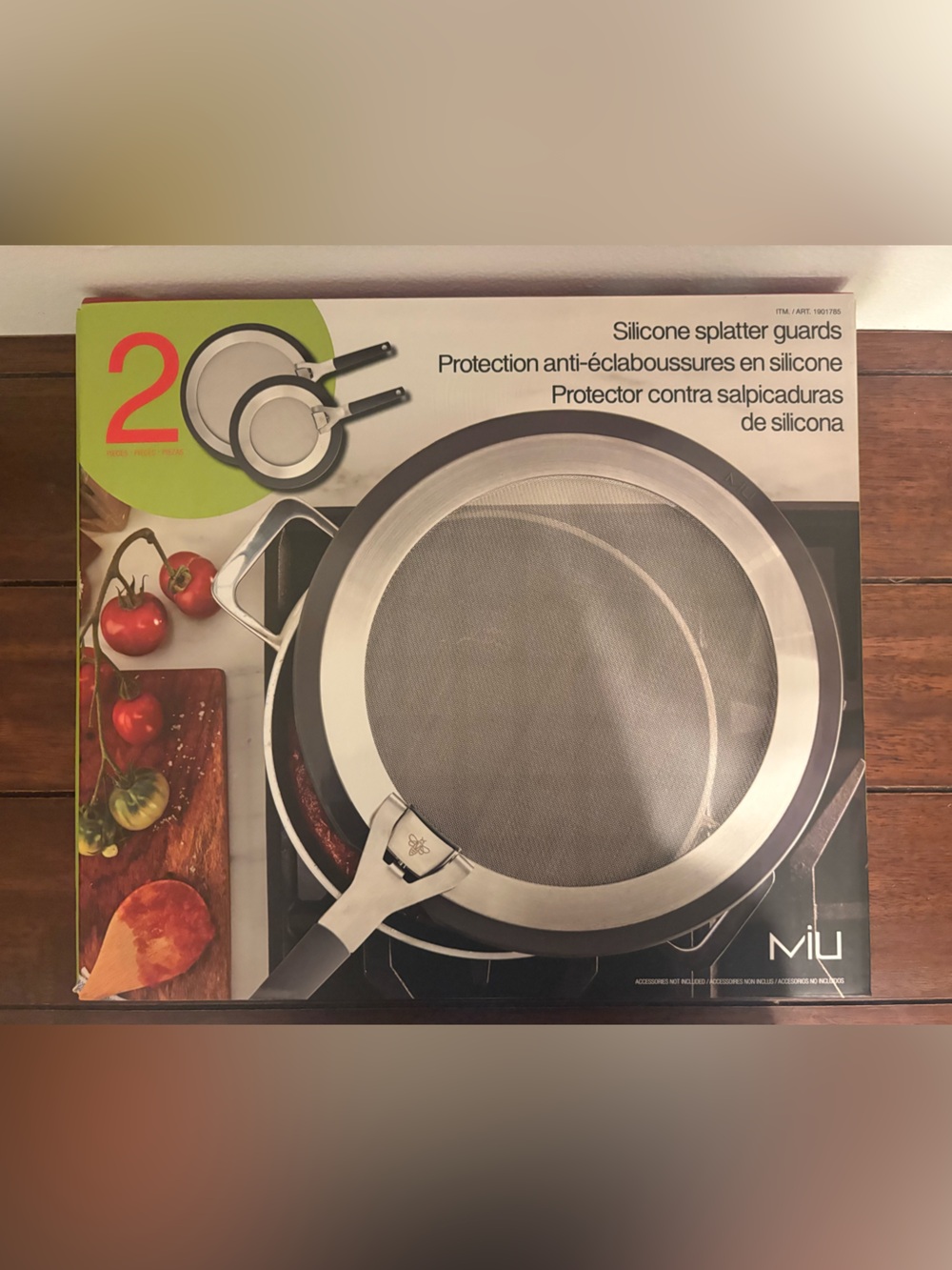 Silicone Splatter Guard Set - Stainless Steel Rim, Black Handle